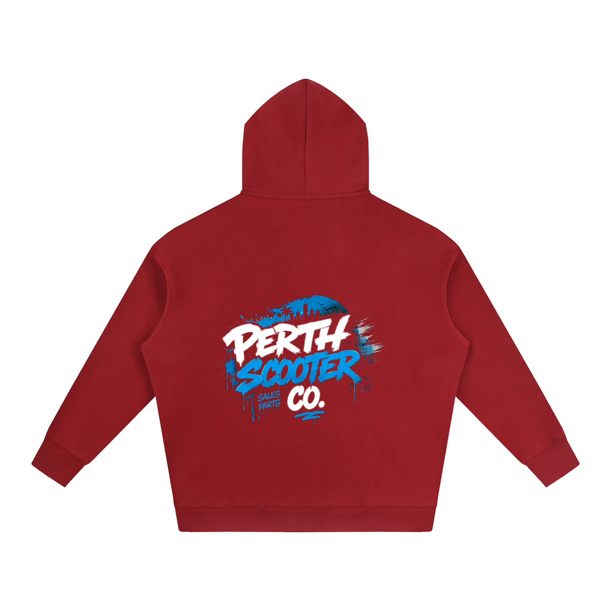Perth Scooter Co.-Adult Oversize Fleeced Hoodie- Blue