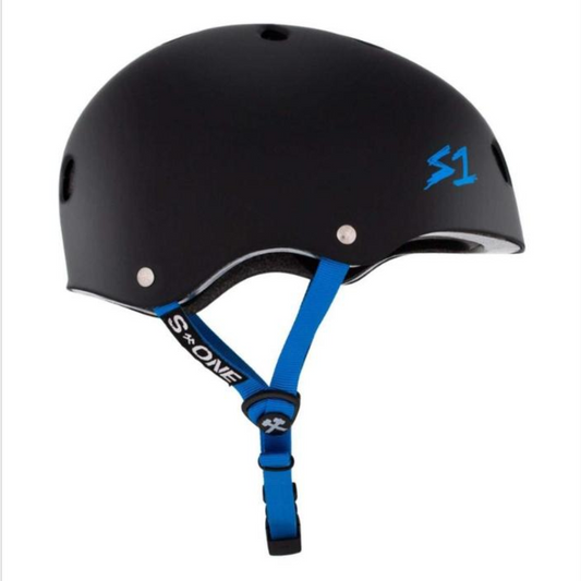 S1 Lifer Helmet - Black Matte/Cyan Straps