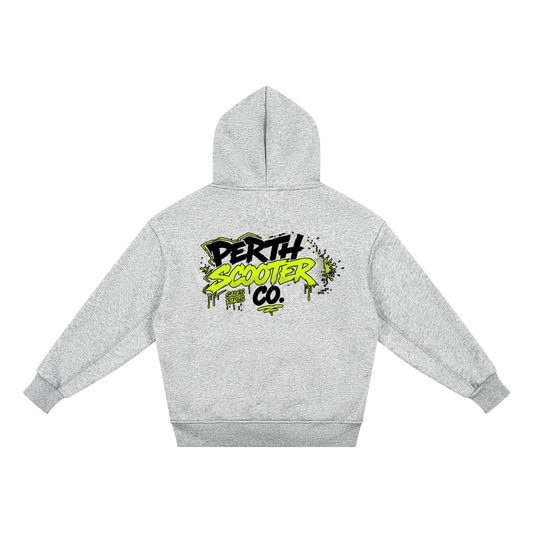 Perth Scooter Co.- Kids Hoodie- Grey/ Lime Green
