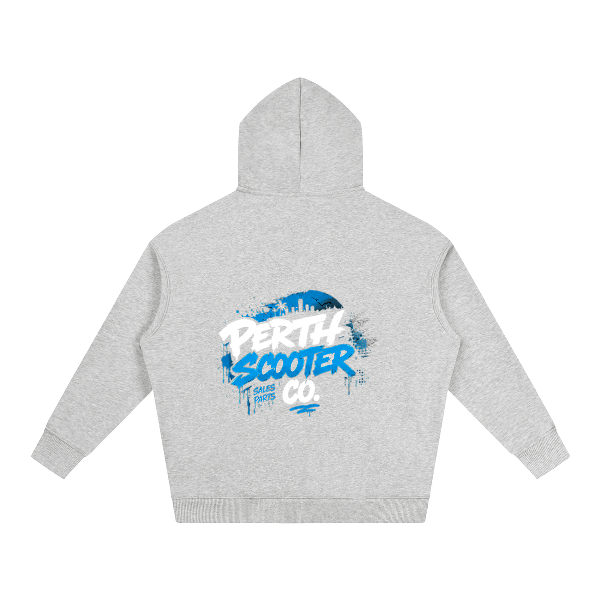 Perth Scooter Co.-Adult Oversize Fleeced Hoodie- Blue