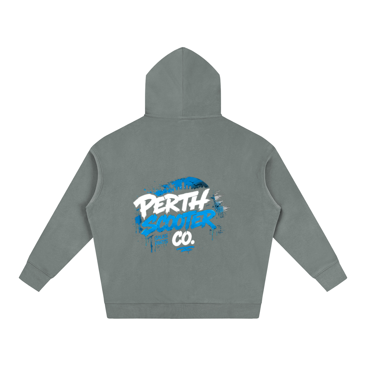 Perth Scooter Co.-Adult Oversize Fleeced Hoodie- Blue