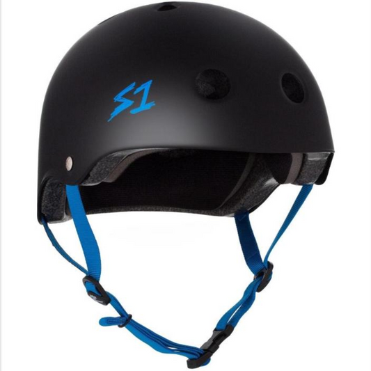 S1 Lifer Helmet - Black Matte/Cyan Straps