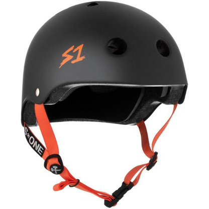 S1 Lifer Helmet - Black Matte/Orange Straps